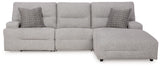 Acklen Place Pewter Performance Fabric,Next-Gen Nuvella™ 3-Piece Power Reclining Sectional