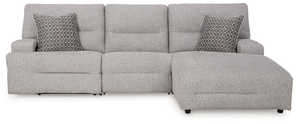 Acklen Place Pewter Performance Fabric,Next-Gen Nuvella™ 3-Piece Power Reclining Sectional