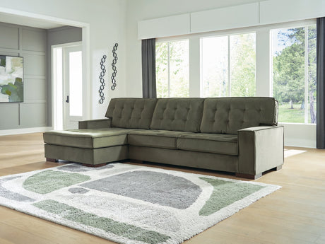 Caspian-Town Olive Velvet 2-Piece Sectional with Chaise