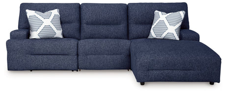 Acklen Place Navy Performance Fabric,Next-Gen Nuvella™ 3-Piece Power Reclining Sectional