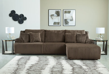 Top Tier Chocolate Velvet 3-Piece Sectional Sofa Chaise