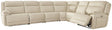 Double Deal Almond Leather 6-Piece Reclining Sectional