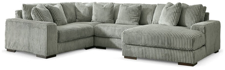 Lindyn Fog Velvet 4-Piece Sectional with Chaise