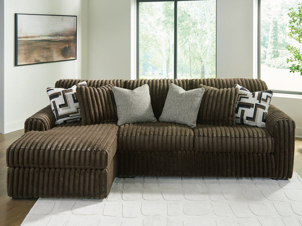 Midnight-Madness Chocolate Velvet 2-Piece Sectional Sofa with Chaise