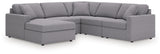 Modmax Granite Performance Fabric,Next-Gen Nuvella™ 5-Piece Sectional with Chaise
