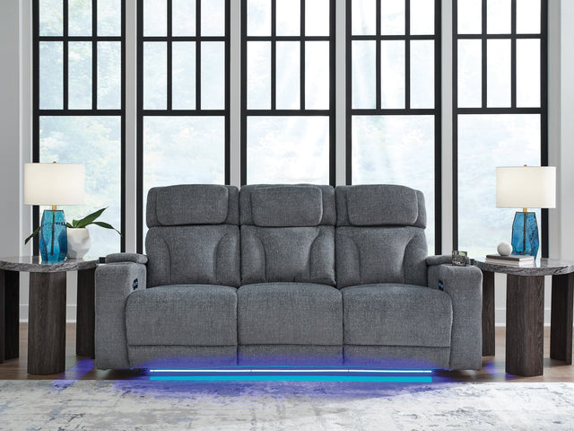 Studio Cave Steel Performance Fabric,Next-Gen Nuvella™,Chenille Power Reclining Sofa