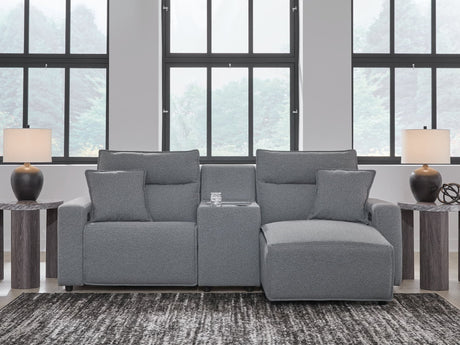 Modmax Salt and Pepper Next-Gen Nuvella™ 3-Piece Power Reclining Sectional with Chaise