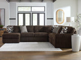 Midnight-Madness Chocolate Velvet 4-Piece Sectional with Chaise