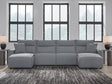 Modmax Salt and Pepper Next-Gen Nuvella™ 4-Piece Power Reclining Sectional with Chaise
