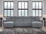 Modmax Salt and Pepper Next-Gen Nuvella™ 4-Piece Power Reclining Sectional with Chaise