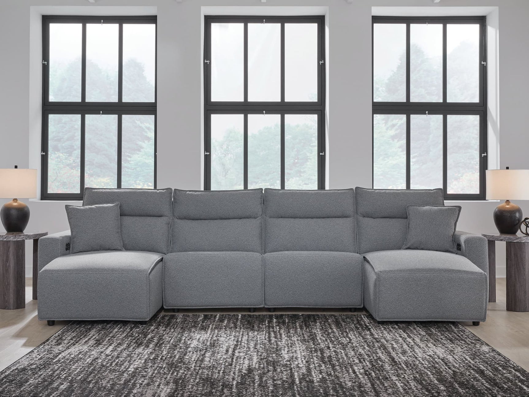 Modmax Salt and Pepper Next-Gen Nuvella™ 4-Piece Power Reclining Sectional with Chaise