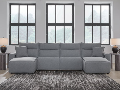 Modmax Salt and Pepper Next-Gen Nuvella™ 4-Piece Power Reclining Sectional with Chaise