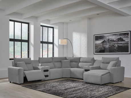 Modmax Salt and Pepper Next-Gen Nuvella™ 7-Piece Power Reclining Sectional with Chaise