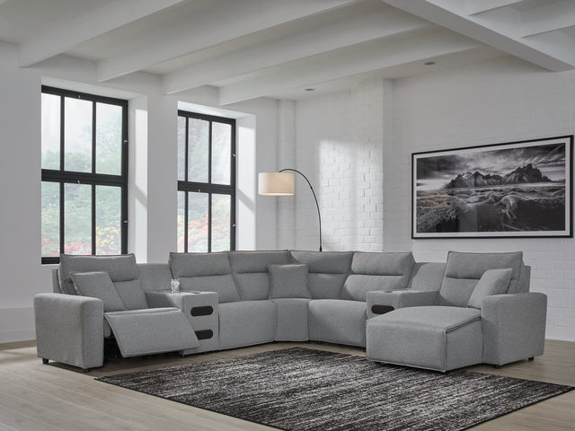 Modmax Salt and Pepper Next-Gen Nuvella™ 7-Piece Power Reclining Sectional with Chaise