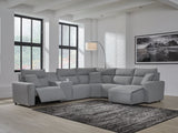 Modmax Salt and Pepper Next-Gen Nuvella™ 6-Piece Power Reclining Sectional with Chaise