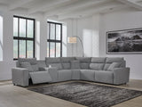 Modmax Salt and Pepper Next-Gen Nuvella™ 6-Piece Reclining Sectional with Console
