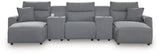 Modmax Salt and Pepper Next-Gen Nuvella™ 5-Piece Power Reclining Sectional with Chaise