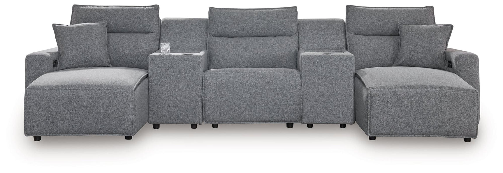Modmax Salt and Pepper Next-Gen Nuvella™ 5-Piece Power Reclining Sectional with Chaise
