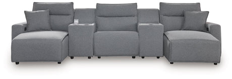Modmax Salt and Pepper Next-Gen Nuvella™ 5-Piece Power Reclining Sectional with Chaise