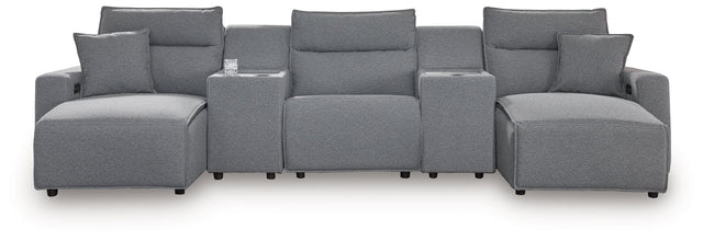 Modmax Salt and Pepper Next-Gen Nuvella™ 5-Piece Power Reclining Sectional with Chaise