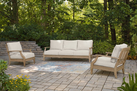 Carter Beige Hall Outdoor Sofa with 2 Lounge Chairs and Coffee Table