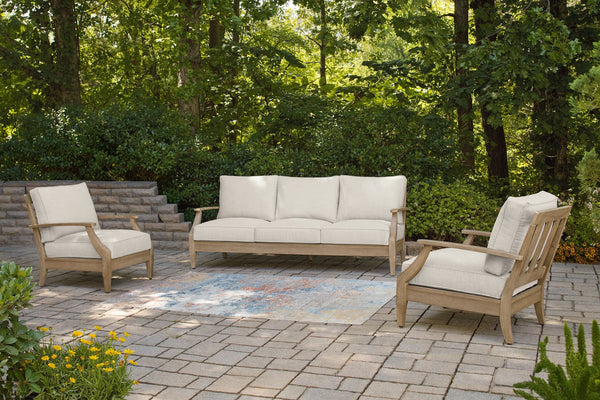 Carter Beige Hall Outdoor Sofa with 2 Lounge Chairs and Coffee Table