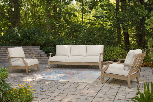 Carter Beige Hall Outdoor Sofa with 2 Lounge Chairs and Coffee Table