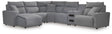 ModMax II Salt and Pepper Next-Gen Nuvella™ 6-Piece Reclining Sectional with Chaise and Audio Console