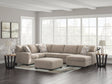 Seyler Lane Hemp Chenille 3-Piece Sectional with Chaise