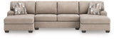 Seyler Lane Hemp Chenille 3-Piece Sectional with Double Chaise