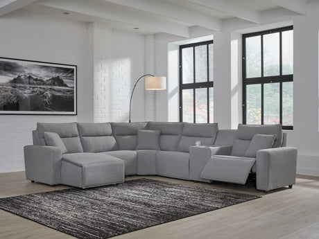 ModMax II Salt and Pepper Next-Gen Nuvella™ 6-Piece Power Reclining Sectional with Chaise