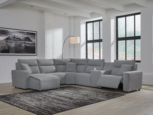 ModMax II Salt and Pepper Next-Gen Nuvella™ 6-Piece Power Reclining Sectional with Chaise