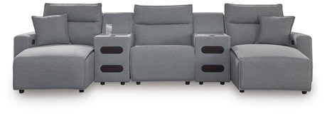 ModMax II Salt and Pepper Next-Gen Nuvella™ 5-Piece Power Reclining Sectional with Chaise
