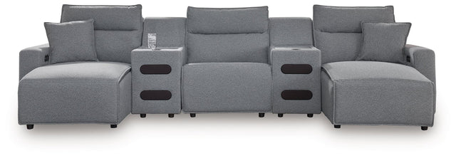 ModMax II Salt and Pepper Next-Gen Nuvella™ 5-Piece Power Reclining Sectional with Chaise