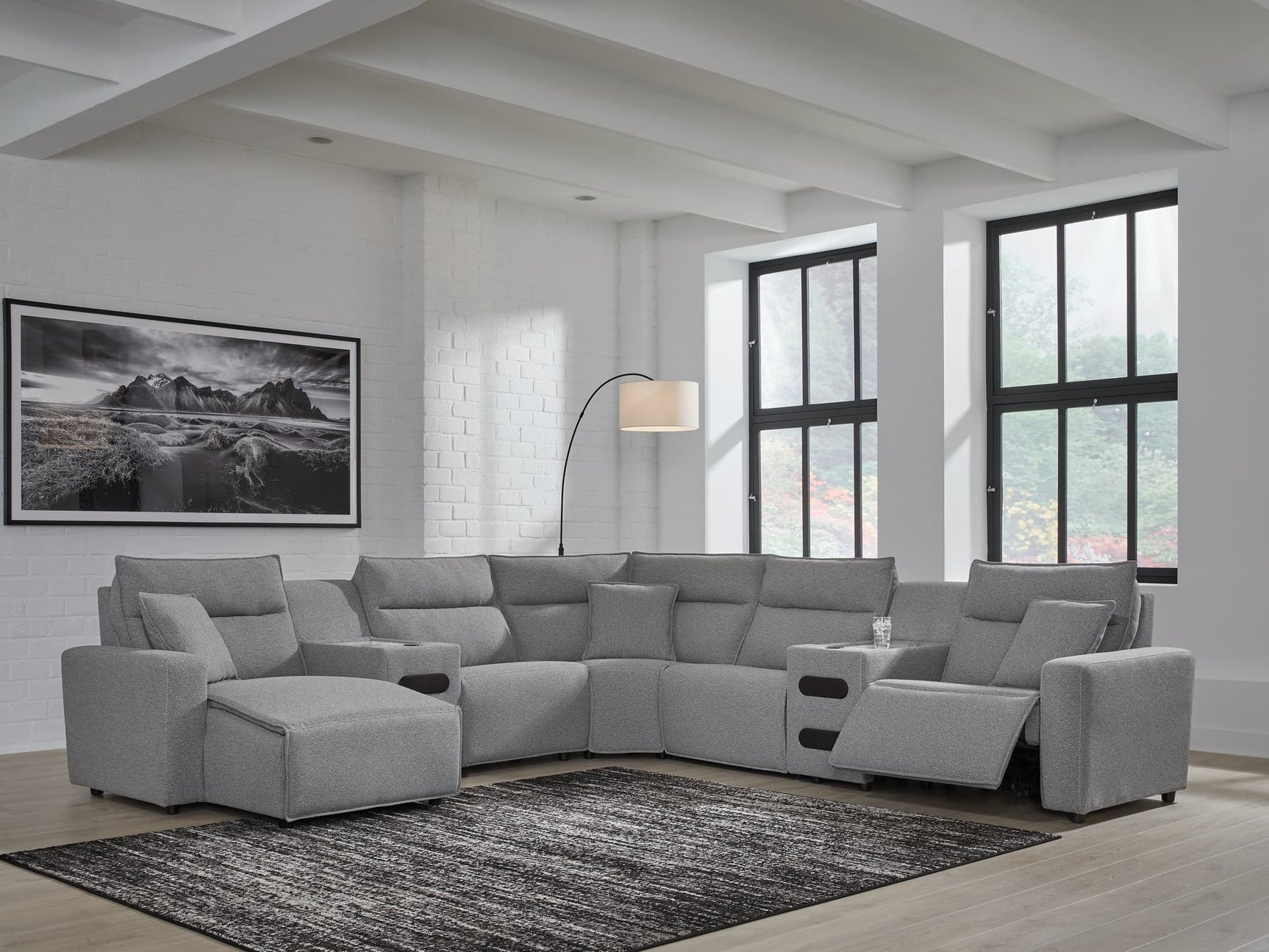 ModMax II Salt and Pepper Next-Gen Nuvella™ 7-Piece Power Reclining Sectional with Chaise
