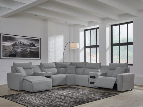 ModMax II Salt and Pepper Next-Gen Nuvella™ 7-Piece Power Reclining Sectional with Chaise