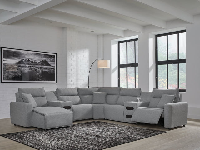 ModMax II Salt and Pepper Next-Gen Nuvella™ 7-Piece Power Reclining Sectional with Chaise