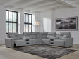 ModMax II Salt and Pepper Next-Gen Nuvella™ 7-Piece Power Reclining Sectional with Audio Consoles