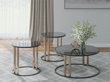 Hannerly Black/Gold Finish Table (Set of 3)