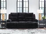 Rhine Falls Onyx Velvet Power Reclining Sofa with Drop Down Table