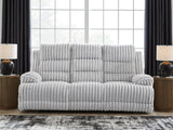 Rhines Falls Alloy Velvet Power Reclining Sofa with Drop Down Table