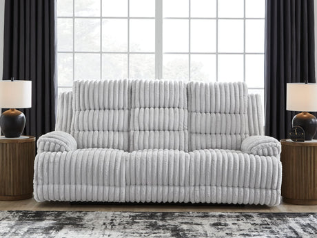Rhines Falls Alloy Velvet Power Reclining Sofa with Drop Down Table