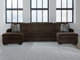 Kimlee Chocolate Velvet 3-Piece Sectional with Double Chaise