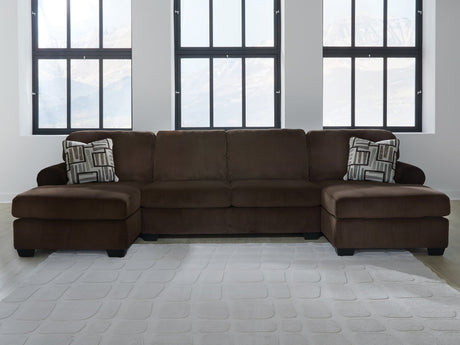 Kimlee Chocolate Velvet 3-Piece Sectional with Double Chaise