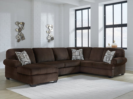 Kimlee Chocolate Velvet 3-Piece Sectional with Chaise