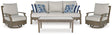 Rainier Brown/Beige Ranch Outdoor Sofa and 2 Chairs with Coffee Table