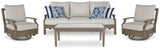 Rainier Brown/Beige Ranch Outdoor Sofa and 2 Chairs with Coffee Table