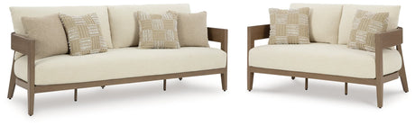 Serene Dark Brown/White Bay Outdoor Sofa and Loveseat