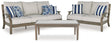 Rainier Brown/Beige Ranch Outdoor Sofa and Loveseat with Coffee Table