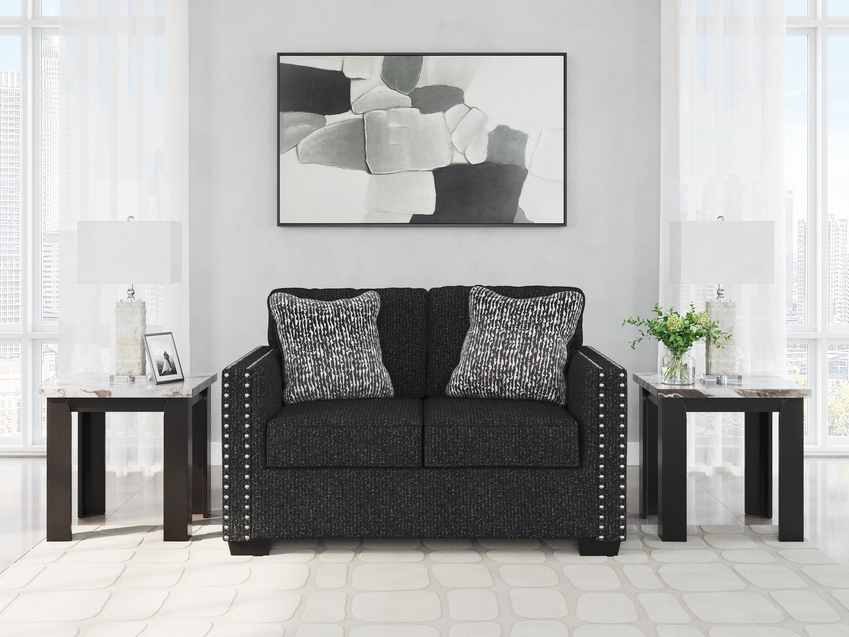 Jasmine Peaks Coal Chenille Loveseat